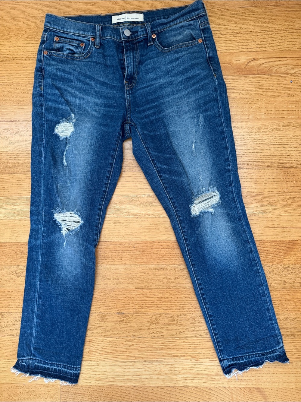 GAP 1969 Best Girlfriend Distressed Medium Indigo Women’s Denim Jeans